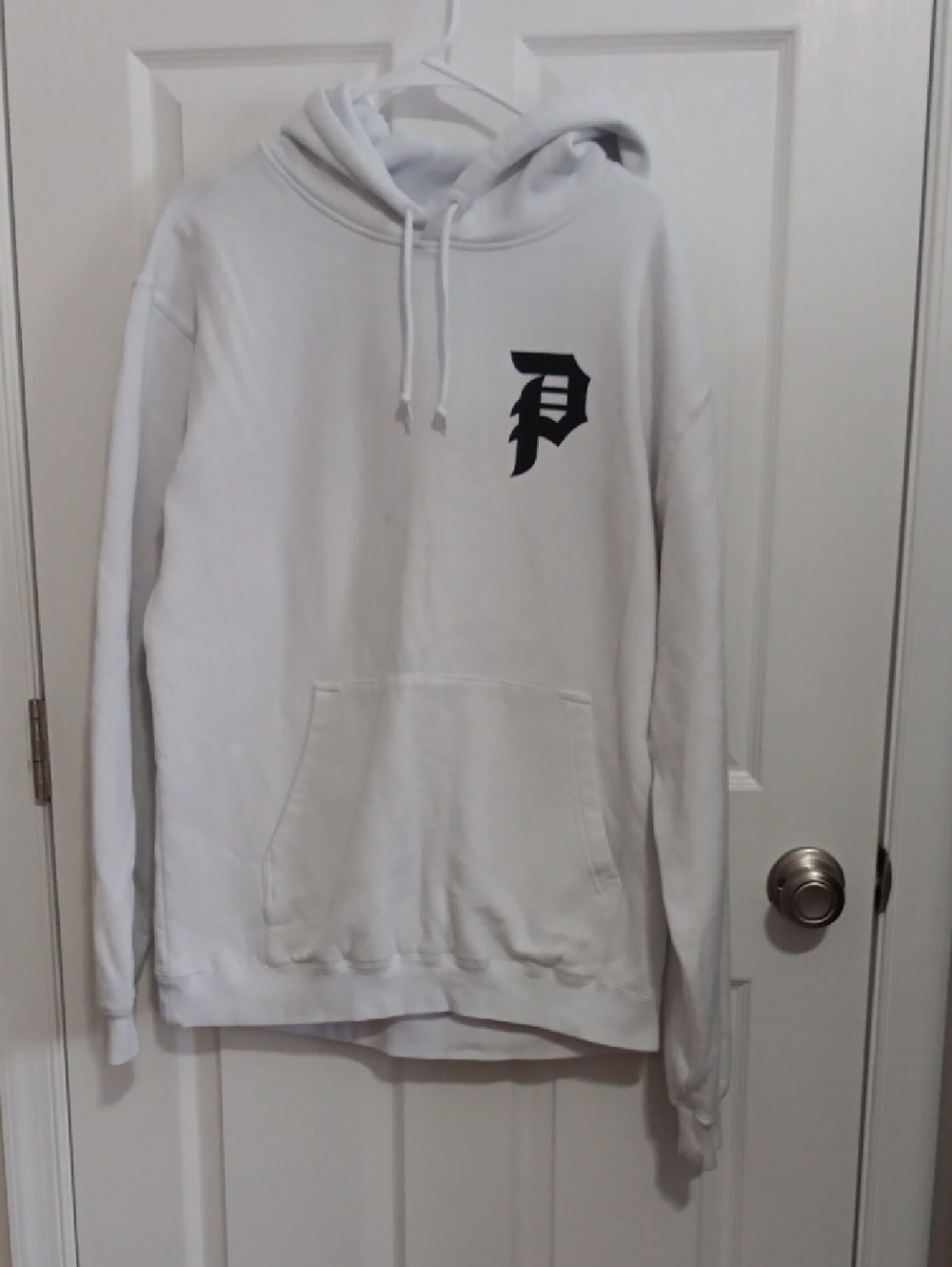 Primitive Victory White Hoodie with Black 'P' Chest Logo